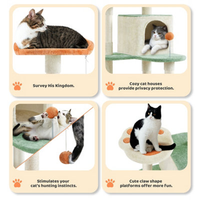 Yaheetech Beige 165cm Multilevel Cat Tree Plush Cat Tower Medium