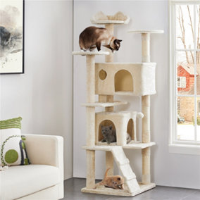 Yaheetech Beige 178cm Multilevel Cat Tree Indoor Plush Cat Tower