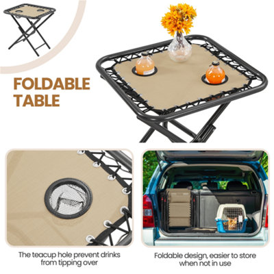Yaheetech Beige 3pcs Outdoor Zero Gravity Chairs with Table - 7