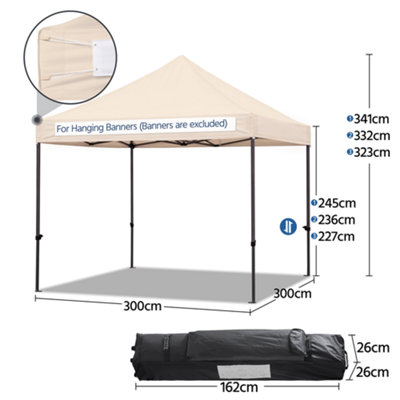 Yaheetech Beige 3x3m Heavy Duty Pop Up Gazebo - 3