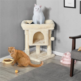 Yaheetech Beige 59cm 2-Level Cat Tree Tower with Wide Perch