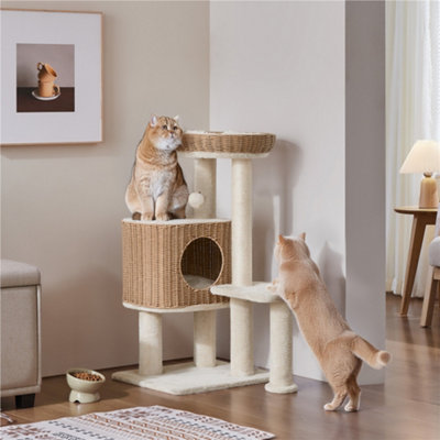 42-Inch Cactus Cat Tree With Scratching Posts - Multi-Level Cat Tower With Condo & Toys For Indoor Cats