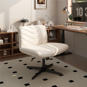 Yaheetech Beige Fabric Swivel Desk Chair with No Arms