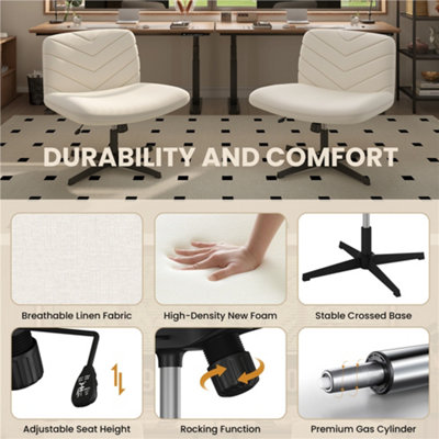 Yaheetech Beige Fabric Swivel Desk Chair with No Arms