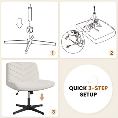 Yaheetech Beige Fabric Swivel Desk Chair with No Arms