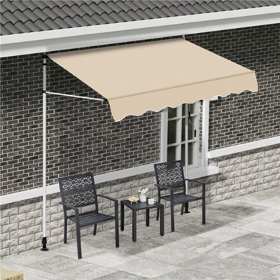 Yaheetech Beige Manual Retractable Awning with Adjustable Angle and Height 200x120 cm