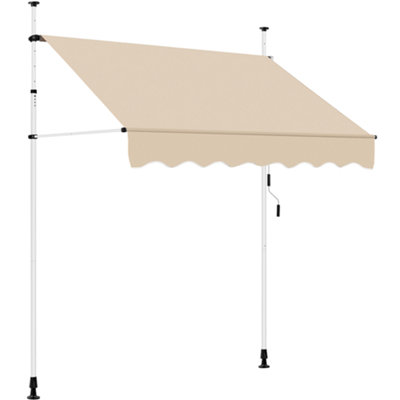 Yaheetech Beige Manual Retractable Awning with Adjustable Angle and Height 200x120 cm
