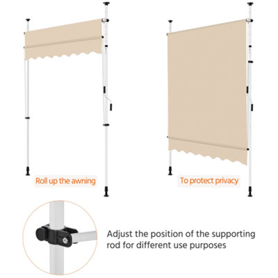 Yaheetech Beige Manual Retractable Awning with Adjustable Angle and Height 200x120 cm - 6