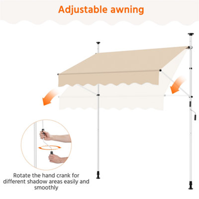 Yaheetech Beige Manual Retractable Awning with Adjustable Angle and Height 200x120 cm - 7
