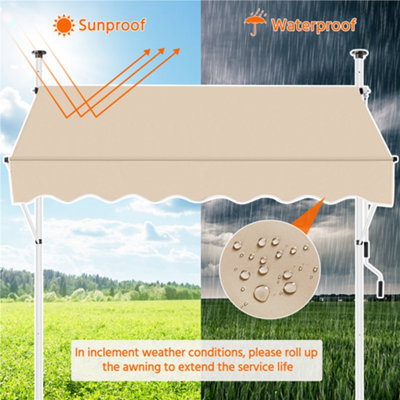 Yaheetech Beige Manual Retractable Awning with Adjustable Angle and Height 200x120 cm - 9