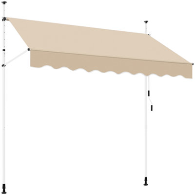 Yaheetech Beige Manual Retractable Awning with Adjustable Angle and Height 250x120 cm