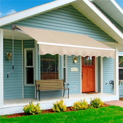 Yaheetech Beige Manual Retractable Awning with Adjustable Angle and Height 250x200 cm