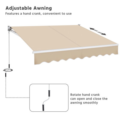 Yaheetech Beige Manual Retractable Awning with Adjustable Angle and Height 250x200 cm - 4