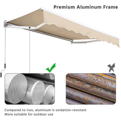 Yaheetech Beige Manual Retractable Awning with Adjustable Angle and Height 250x200 cm - 5