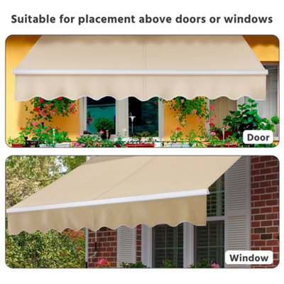 Yaheetech Beige Manual Retractable Awning with Adjustable Angle and Height 250x200 cm - 8