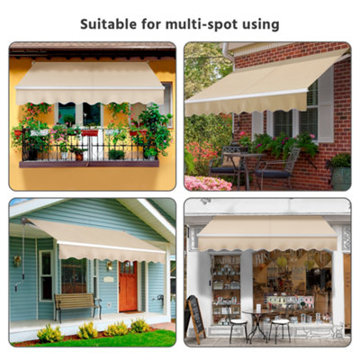 Yaheetech Beige Manual Retractable Awning with Adjustable Angle and Height 250x200 cm - 9