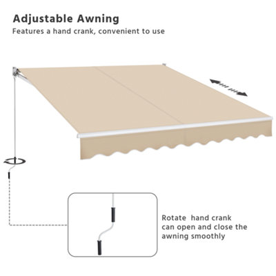 Yaheetech Beige Manual Retractable Awning with Adjustable Angle and Height 300x250 cm