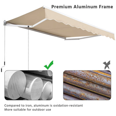 Yaheetech Beige Manual Retractable Awning with Adjustable Angle and Height 300x250 cm - 5
