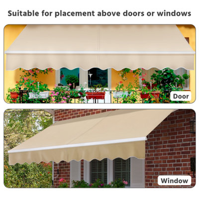 Yaheetech Beige Manual Retractable Awning with Adjustable Angle and Height 300x250 cm - 8