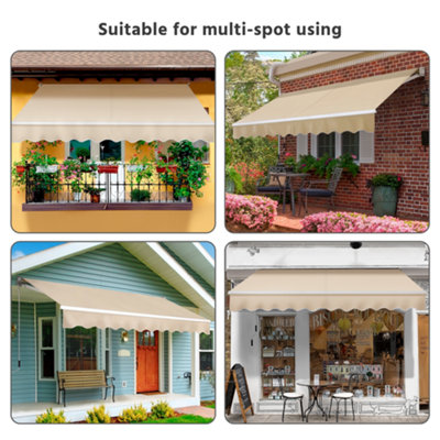 Yaheetech Beige Manual Retractable Awning with Adjustable Angle and Height 300x250 cm - 9