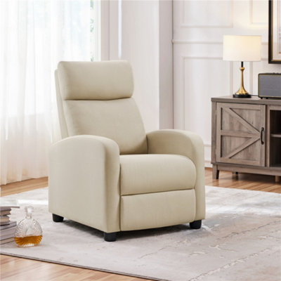 Yaheetech Beige Modern Fabric Recliner Sofa with Pocket