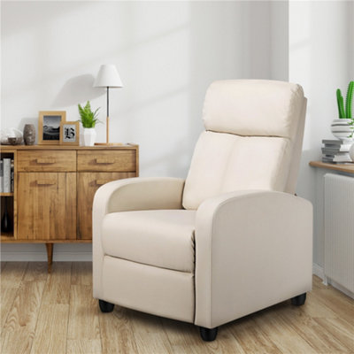 Yaheetech Beige PU Leather Recliner Chair with Pocket