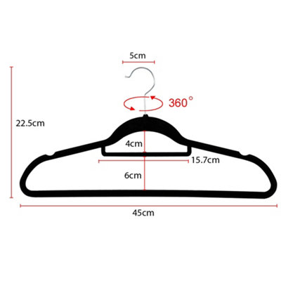 Yaheetech Black 100 Pieces Velvet Flocked Hangers with Tie Bar - 3