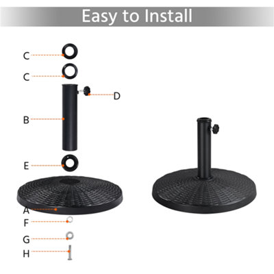 Yaheetech Black 10kg Heavy Duty Patio Market Umbrella Base - 9