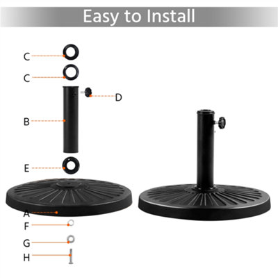 Yaheetech Black 10kg Resin Patio Market Umbrella Base - 9