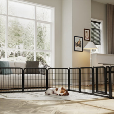 Yaheetech Black 12 Panel Dog Pen Metal Pet Playpen 60x60cm