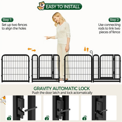 Yaheetech Black 12 Panel Dog Pen Metal Pet Playpen 63x63cm - 6