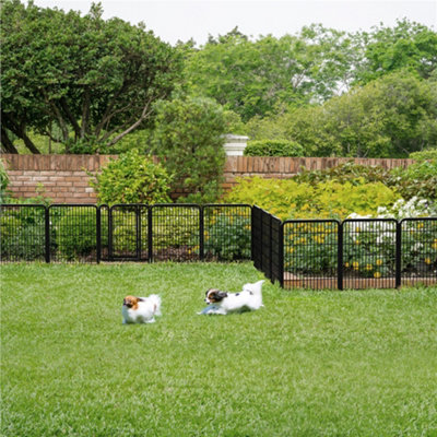 Yaheetech Black 12 Panel Dog Pen Metal Pet Playpen 65x80cm