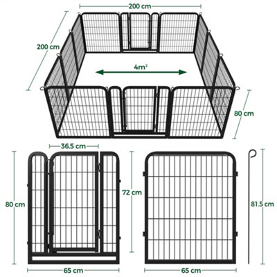 Yaheetech Black 12 Panel Dog Pen Metal Pet Playpen 65x80cm - 4