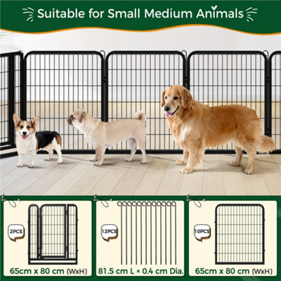 Yaheetech Black 12 Panel Dog Pen Metal Pet Playpen 65x80cm - 7
