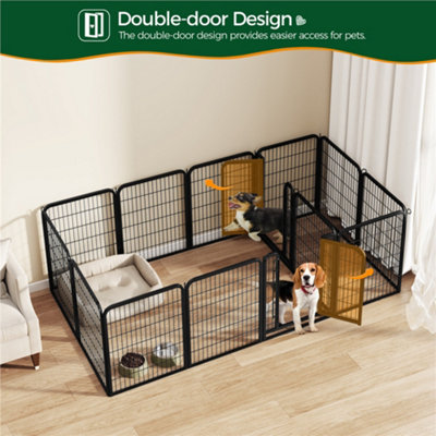 Yaheetech Black 12 Panel Dog Pen Metal Pet Playpen 65x80cm - 8