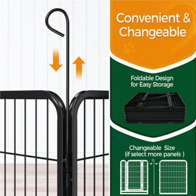Yaheetech Black 12 Panel Dog Pen Metal Pet Playpen 65x80cm - 9