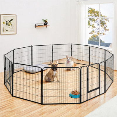 Yaheetech Black 12 Panel Dog Pen Metal Pet Playpen 80x80cm
