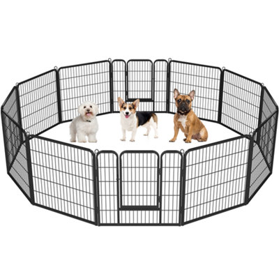 Yaheetech Black 12 Panel Dog Pen Metal Pet Playpen 80x80cm