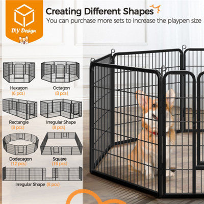 Yaheetech Black 12 Panel Dog Pen Metal Pet Playpen 80x80cm - 5