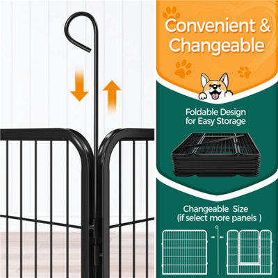 Yaheetech Black 12 Panel Dog Pen Metal Pet Playpen 80x80cm - 6