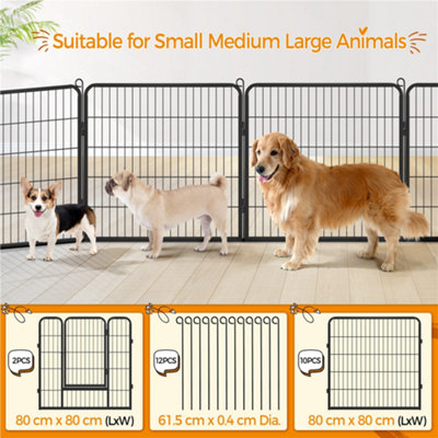 Yaheetech Black 12 Panel Dog Pen Metal Pet Playpen 80x80cm - 7