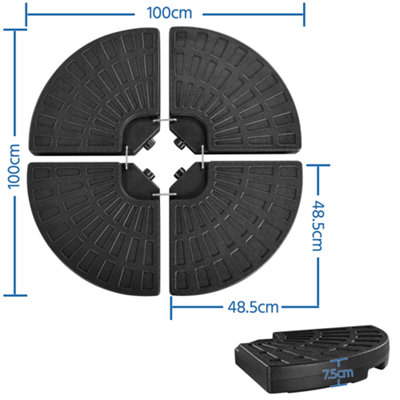 Yaheetech Black 13L 4-Piece Fillable Patio Umbrella Base Stand - 3