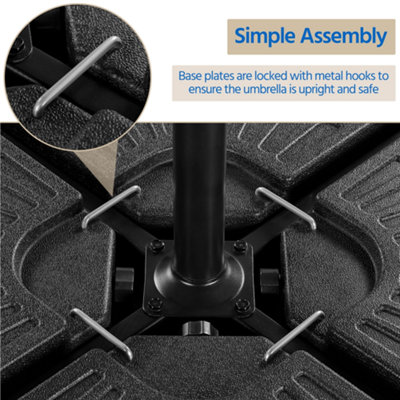 Yaheetech Black 13L 4-Piece Fillable Patio Umbrella Base Stand - 6