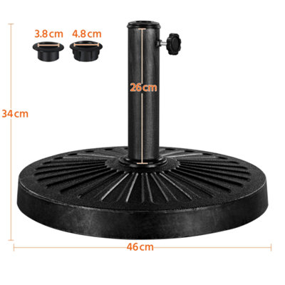 Yaheetech Black 14kg Patio Umbrella Base Stand for 38/48mm Poles - 3