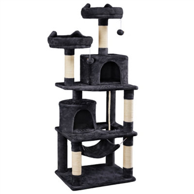 Yaheetech Black 158cm Multilevel Cat Tree Tower with 2 Condos & Scratching Post
