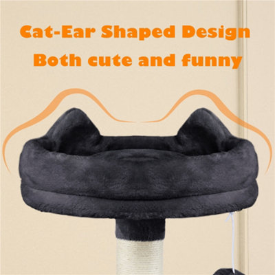 Yaheetech Black 158cm Multilevel Cat Tree Tower with 2 Condos & Scratching Post