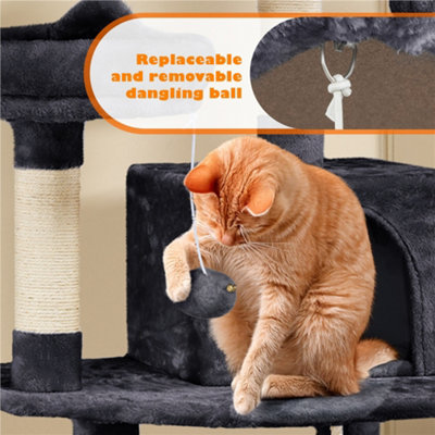 Yaheetech Black 158cm Multilevel Cat Tree Tower with 2 Condos & Scratching Post