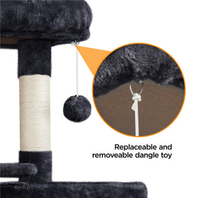 Yaheetech Black 159.5cm Multilevel Cat Tower Plush Cat Tree with Hammock