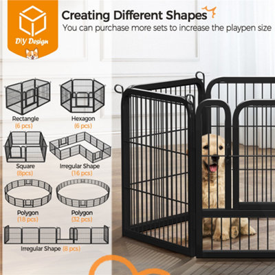 Yaheetech Black 16 Panel Dog Pen Metal Pet Playpen 63x63cm - 3