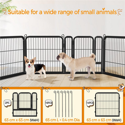 Yaheetech Black 16 Panel Dog Pen Metal Pet Playpen 63x63cm - 4